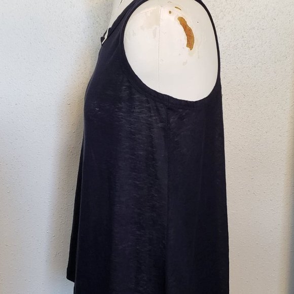 EUC *Derek Lam 10C* Women´s Navy Blue 100% Linen Semi-Sheer Tank Top Small - Picture 6 of 8